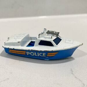 1976 Matchbox Metal Police Launch Toy Car Boat made in England